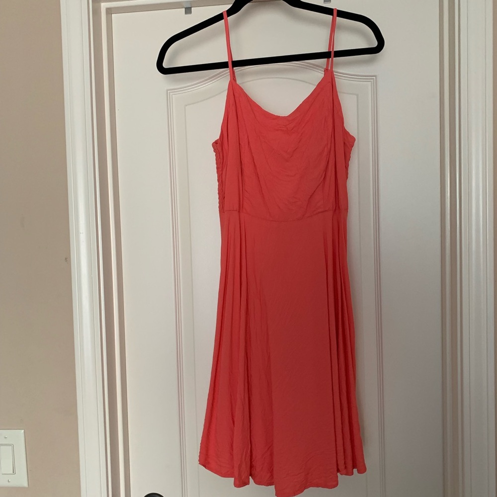 fit and flare coral dress